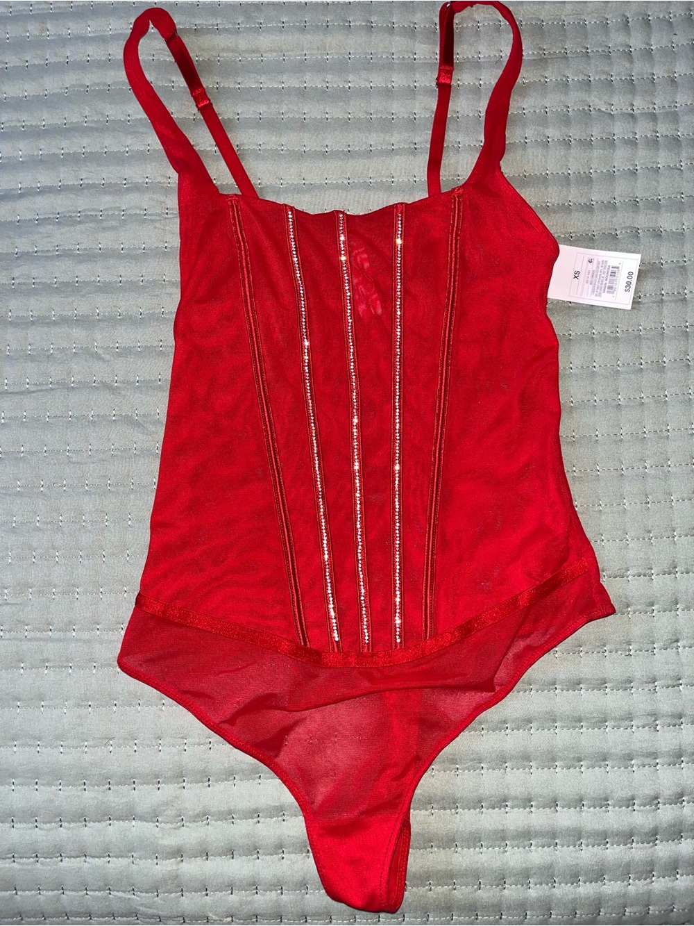 Auden Red Mesh & Corset Style Lingerie